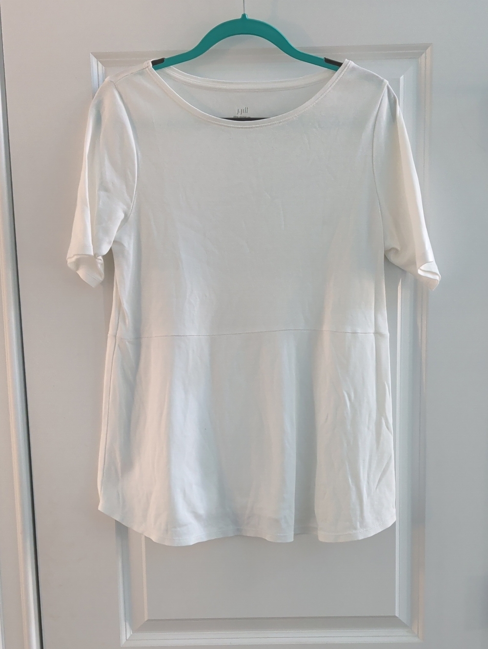 J. Jill White Short Sleeve Tee/Tunic with Waist Seam